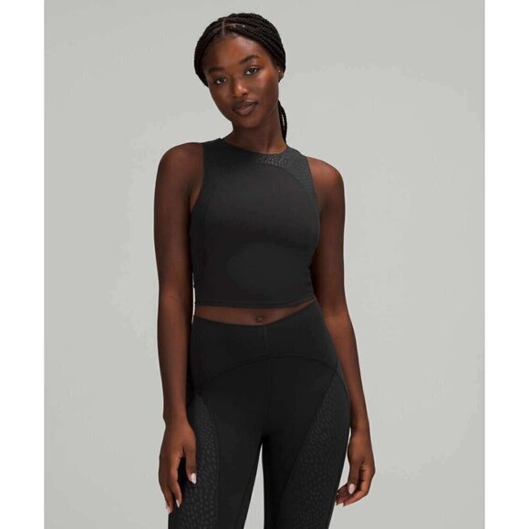 Lululemon Nulu And Mesh Yoga Tank Top Jewel Emboss Black Size 2 - Picture 1 of 6